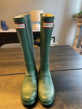Hunter Forest Green Knee-High Rubber Rain Boots